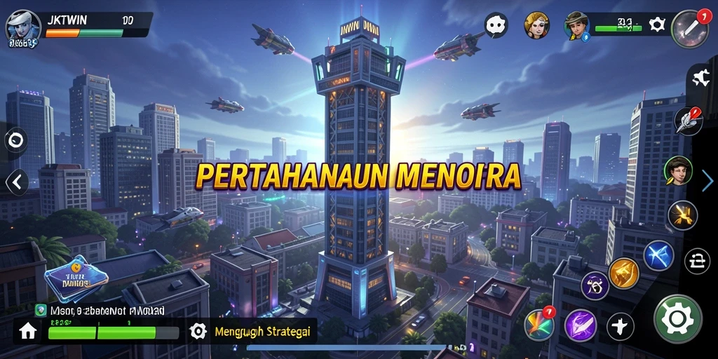Gameplay dinamis dan menantang dalam JKTWIN Tower Defense.