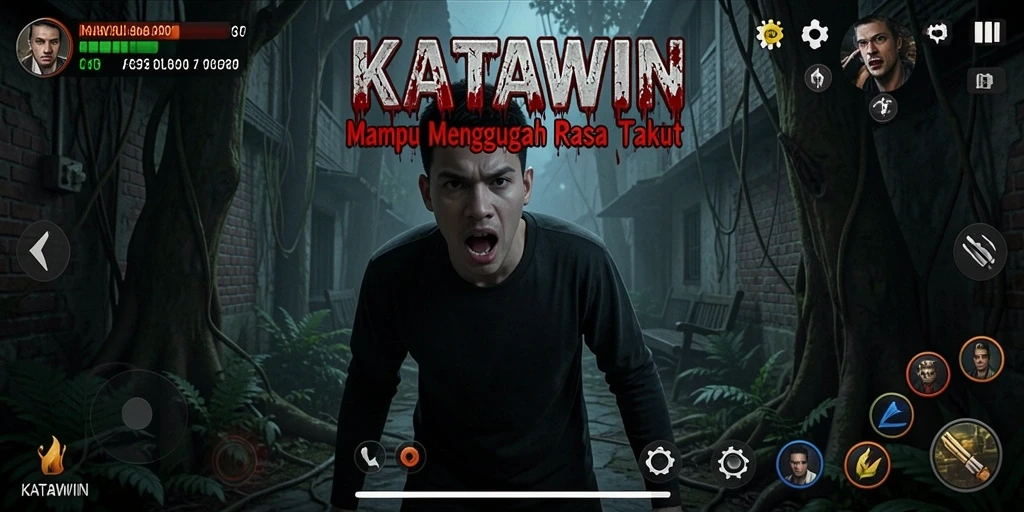Tampilan menegangkan dalam gameplay KATAWIN yang penuh ketegangan.