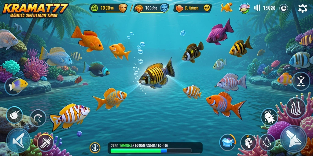 Tampilan gameplay KRAMAT77 yang menarik saat menembak ikan.