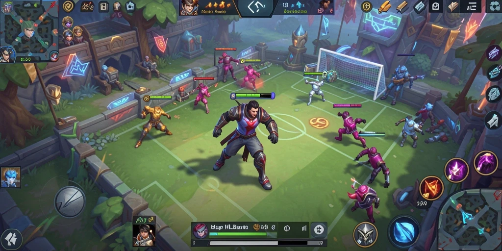 Gameplay seru dari MLBB8 dengan aksi sepak bola yang mendebarkan.