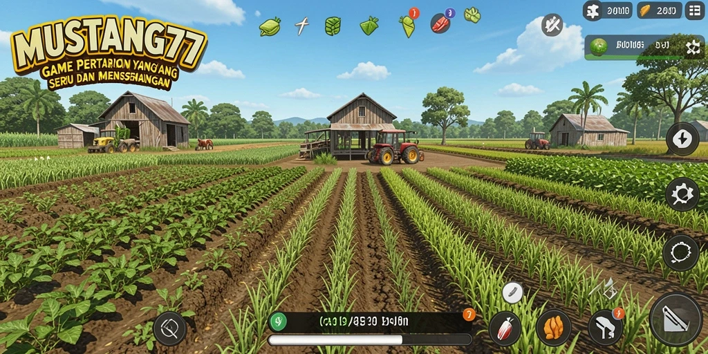 Tampilan gameplay MUSTANG77 yang menarik saat mengelola lahan pertanian.