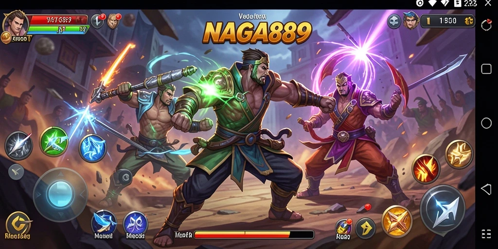 Tangkapan layar gameplay NAGA889 menampilkan karakter dalam aksi pertarungan yang mendebarkan.