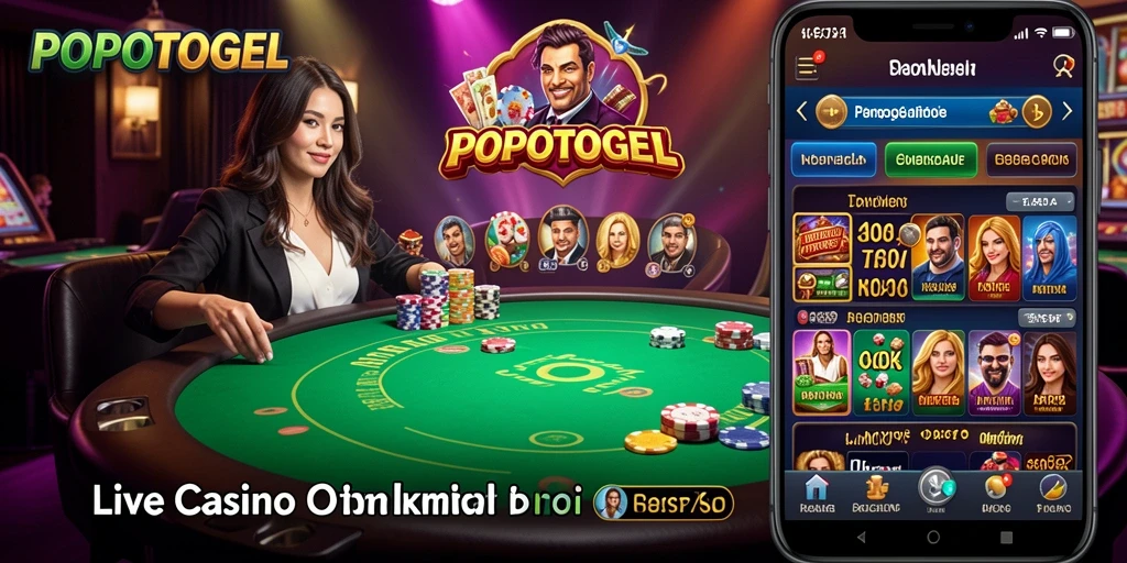 Gameplay seru Live Casino dalam aplikasi POPOTOGEL yang interaktif.